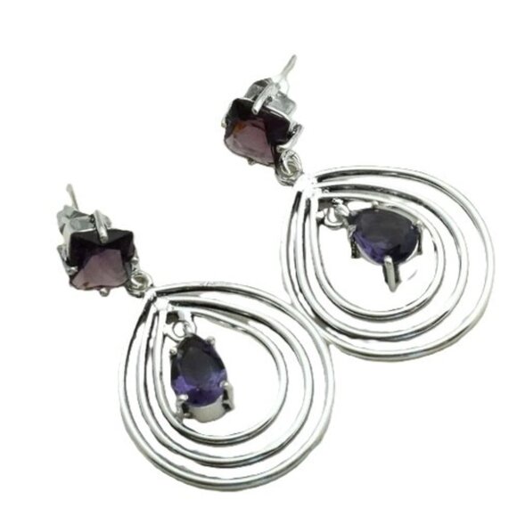 Amethyst Gemstone Sterling Solver Stud Earrings - Picture 1 of 1